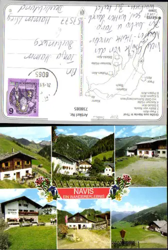 738085 Mehrbild AK Navis Naviser Hütte Dorfpartie mit Kirche Peer-Alm Stöckl-Alm