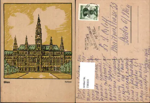 738103 Künstler AK Wien Rathaus Vienna