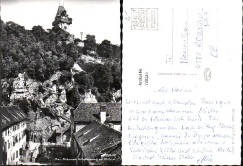 738126 Foto AK Graz Schloßbergsteig mit Uhrturm