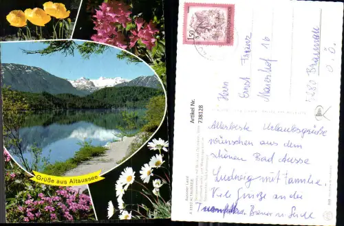 738128 Mehrbild AK Altaussee Alpenflora Blumen Seewiesenweg mit Dachstein