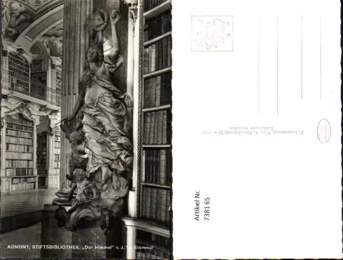 738165 Foto AK Admont Stiftsbibliothek Der Himmel J. Th. Stammel Statue Bibliothek