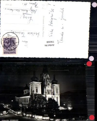738308 Foto AK Mariazell Basilika b. Nacht