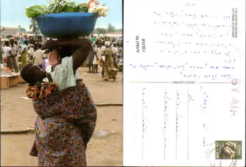 738358 The African Woman Le Femme Africaine Frau Volkstyp Kind a. Rücken Markt