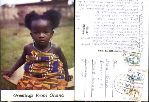 738360 Greetings from Ghana Kind Mädchen Tracht Volkstyp Schmuck Kette Ohrringe