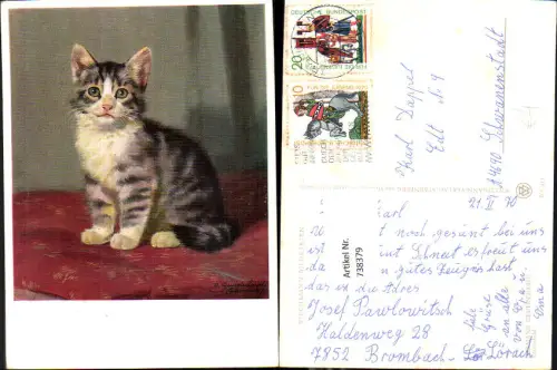 738379 Künstler AK Hermann Gemeinhardt Katzenbild Katze Tiere