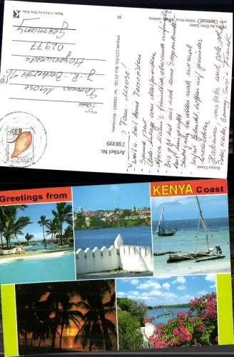 738399 Mehrbild AK Kenya Coast Schwimmbad Fischerboote Boote Palmen Africa