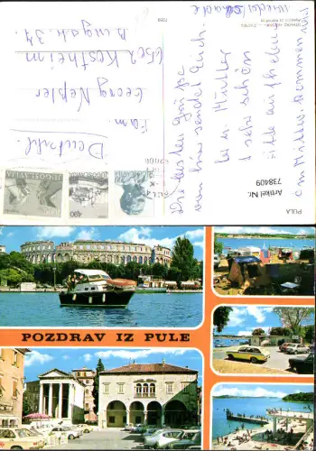 738409 Mehrbild AK Pozdrav iz Pule Pula Boot Camping Croatia
