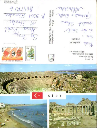 738425 Mehrbild AK Side Küste Amphtheater Ruine Turkey Tarih Cenneti Side den görünüsler