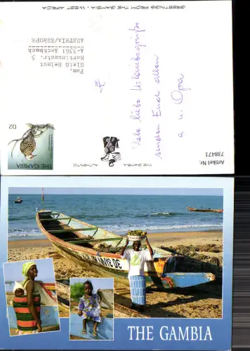 738471 Mehrbild AK The Gambia Frauen Kinder Volkstypen Boot Strand Africa