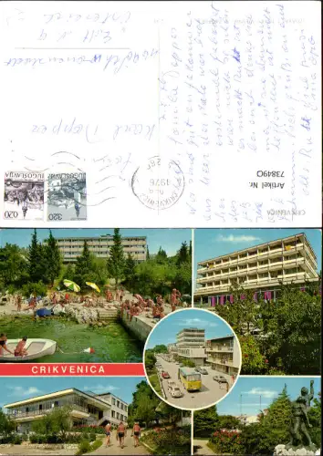 738490 Mehrbild AK Crikvenica Hotel Strandleben Statue Bus Straßenpartie Croatia