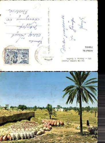 738491 Ile de Djerba Tunisie Poteries a Guellala Palme Tontöpfe Töpfe Volkstypen