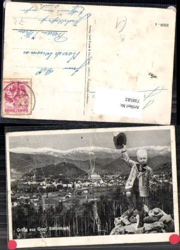 738582 Fotomontage Graz Bub Junge Tracht im Vordergrund