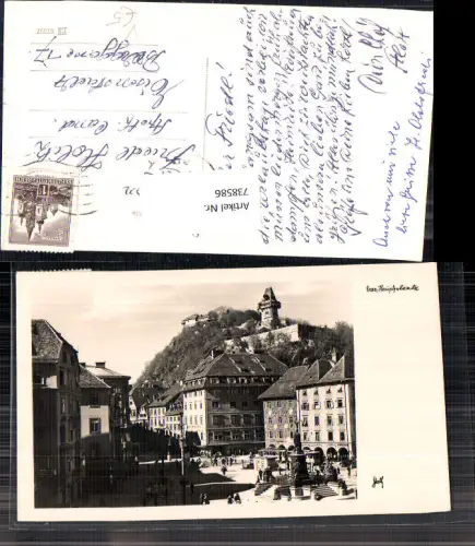 738586 Foto AK Graz Hauptplatz mit Uhrturm pub Sketh