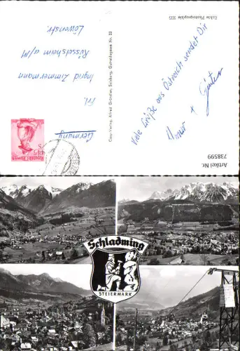 738599 Mehrbild AK Schladming Sessellift Ansicht m. Kirche