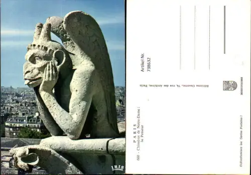738632 Paris Chimers de Notre-Dame le Penseur Statue France