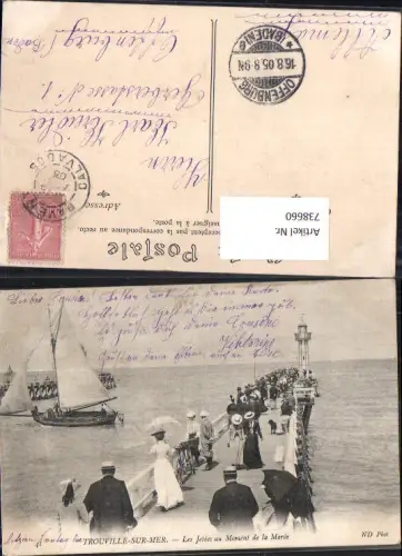 738660 Trouville-sur-Mer Les Les Jetees au Moment de la Maree Leuchtturm Segelboot France