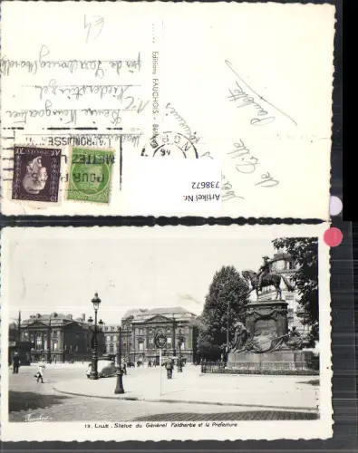 738672 Foto AK Lille Statue du General Faidherbe et la Prefecture France