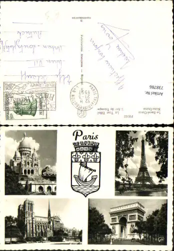 738786 Mehrbild AK Paris Le Sacre-Coeur Notre-Dame La Tour Eiffel L Arc de Triomphe France