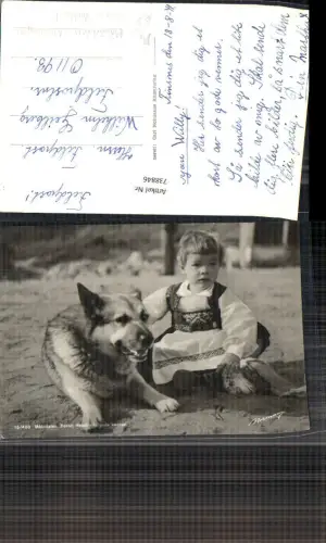 738846 Vestland Norway Trachten Type Mädchen HUnd Schäferhund Norwegen Mabodalen
