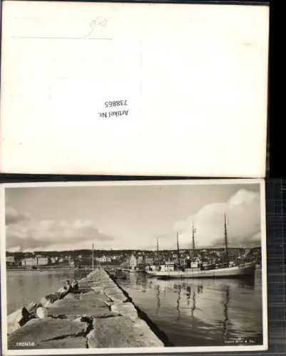 738865 Norway Tromso Troms Hafen Schiff Vintage Postcard