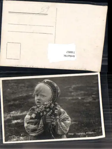 738867 Norway Norge Lappepike Finmarken Typen Kind Tracht Blumen Postcard vintage