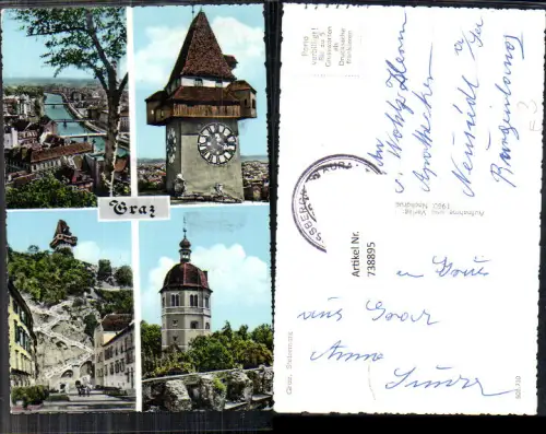738895 Mehrbild AK Graz Uhrturm Schlossbergsteig