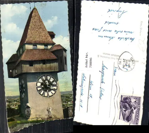 738896 Foto AK Graz Uhrturm