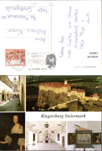 738920 Mehrbild AK Riegersburg Burg Inneres Portrait Freifrau von Galler Gallerin