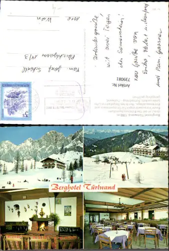 739081 Mehrbild AK Ramsau a. Dachstein b. Schladming Berghotel Türlwand Wintersport Skilift Kamin Speisesaal