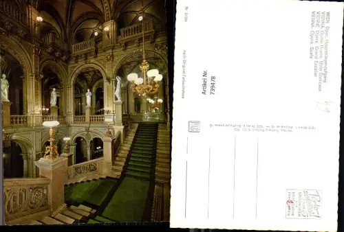 739478 Wien Vienna Oper Staatsoper Hauptstiegenaufgang Luster Lampe Interieur
