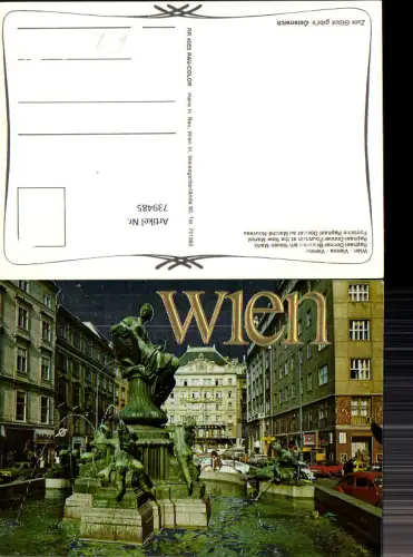 739485 Wien Vienna Raphael-Donner-Brunnen am Neuen Markt Präge Schrift Silberverzierung