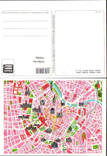 739486 Lagekarte Stadtplan Wien Vienna Innere Stadt Parlament Rathaus Stephansdom