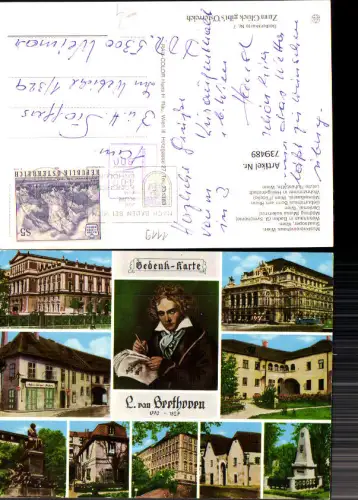 739489 Mehrbild AK Ludwig van Beethoven Gedenkkarte Wien Vienna Staatsoper Musikvereinshaus Komponist Musik