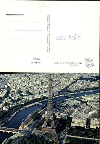 739503 Luftbild France Paris Vue aerienne de la Tour Eiffel Eiffelturm
