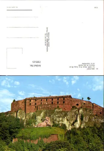 739515 France Belfort Le Lion Oeuvre de Bartholdi et le Chateau Schloss Löwendenkmal