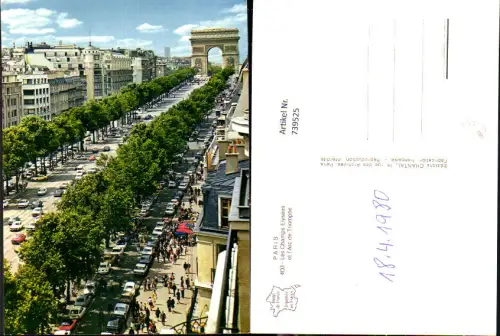 739525 France Paris Les Champs Elysees et l Arc de Triomphe Triumphbogen