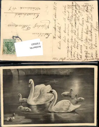 739563 Künstler AK August Müller München Jagd Schwan Schwäne