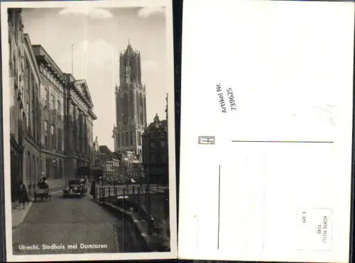 739625 Foto AK Utrecht Stadhuis met Domtoren Dom Automobil Oldtimer Nederlands