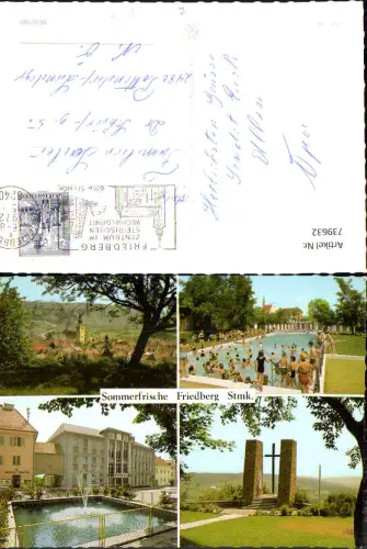 739632 Mehrbild AK Friedberg am Wechsel Brunnen Schwimmbad Ansicht m. Kirche