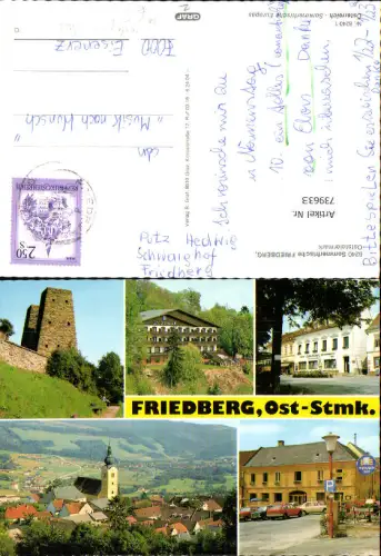 739633 Mehrbild AK Friedberg am Wechsel Parkhotel Ansicht m. Kirche Reklame Puntigamer Bier