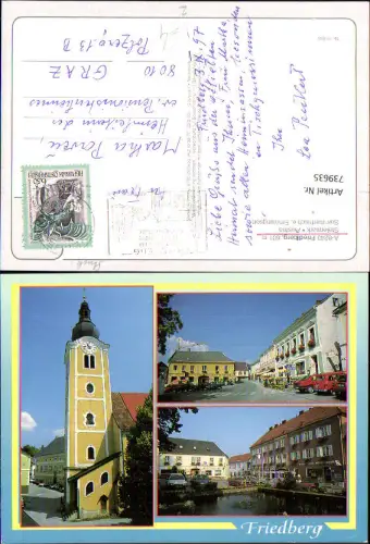 739635 Mehrbild AK Friedberg Kirche Brunnen Straßenpartie Pinggau