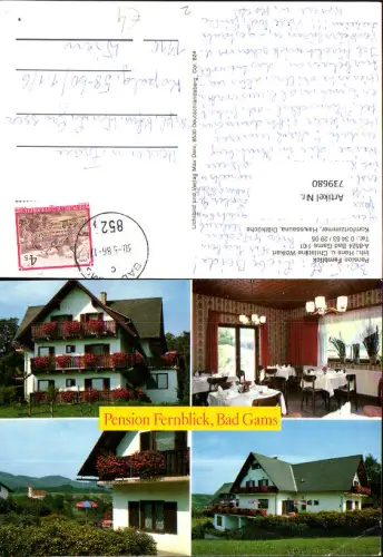 739680 Mehrbild AK Bad Gams Pension Fernblick Speisezimmer Frauenthal