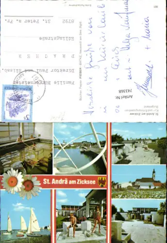 743368 Mehrbild AK Sankt Andrä am Zicksee Kurzentrum Segelboote Ansicht m. Kirche