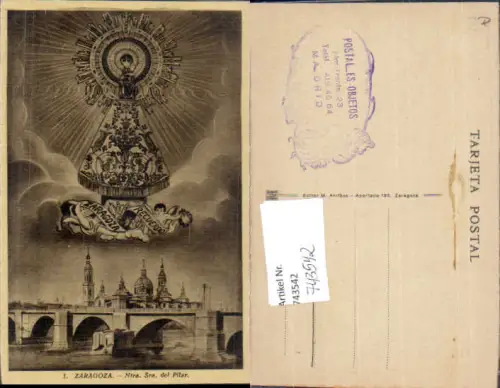743542 Fotomontage Saragossa Zaragoza Ntra. Sra. Del Pilar Gnadenmutter Kirche Brücke