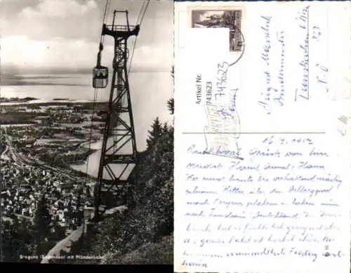743623 Foto AK Bregenz a. Bodensee mit Pfänderbahn Turmstütze Seilbahn Gondel