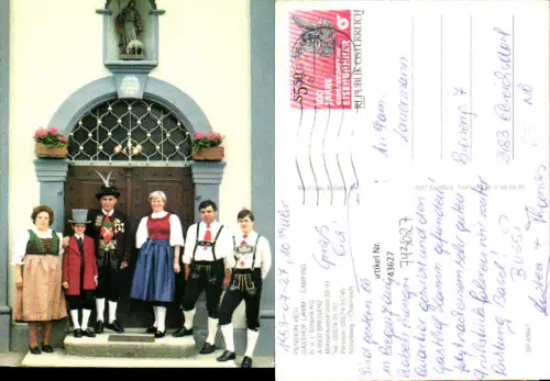 743627 Bregenz a. Bodensee Pension Vevi Gasthof Lamm Camping Gruppenbild in Tracht