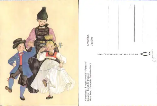 743640 Künstler AK Maria Rehm Bregenzwald Tracht Frau m. Kinder