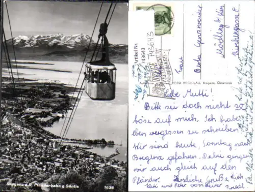 743643 Foto AK Bregenz a. Bodensee Pfänderbahn Säntis Seilbahn Gondel pub Risch-Lau 1636