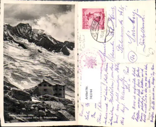 743744 Foto AK Warnsdorfer-Hütte Dreiherrenspitze a. Krimmlerkees Krimml