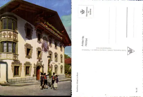 743764 Foto AK Gasthaus Altwirt in Rum Tirol Tracht Fahne